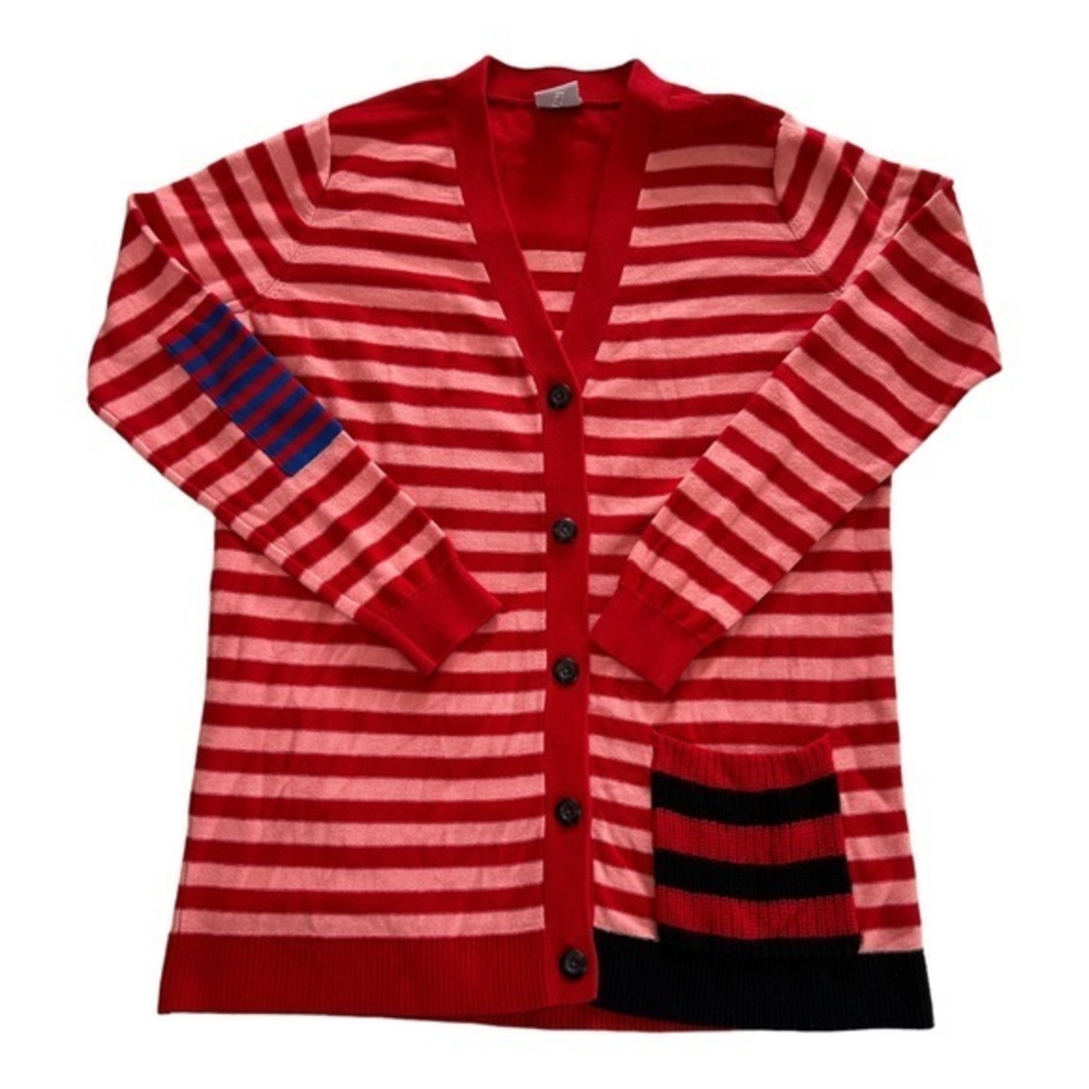 Cabi Women’s Picnic Cardigan Summer Stripe Red Pink Style# 5446 Sz M